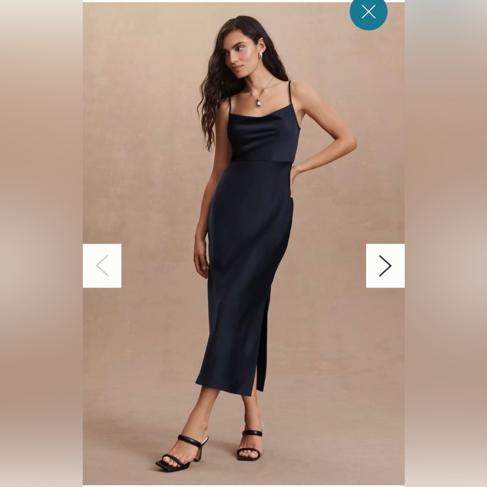 NWT BHLDN Cali Satin Cowl-Neck Midi Slip Dress